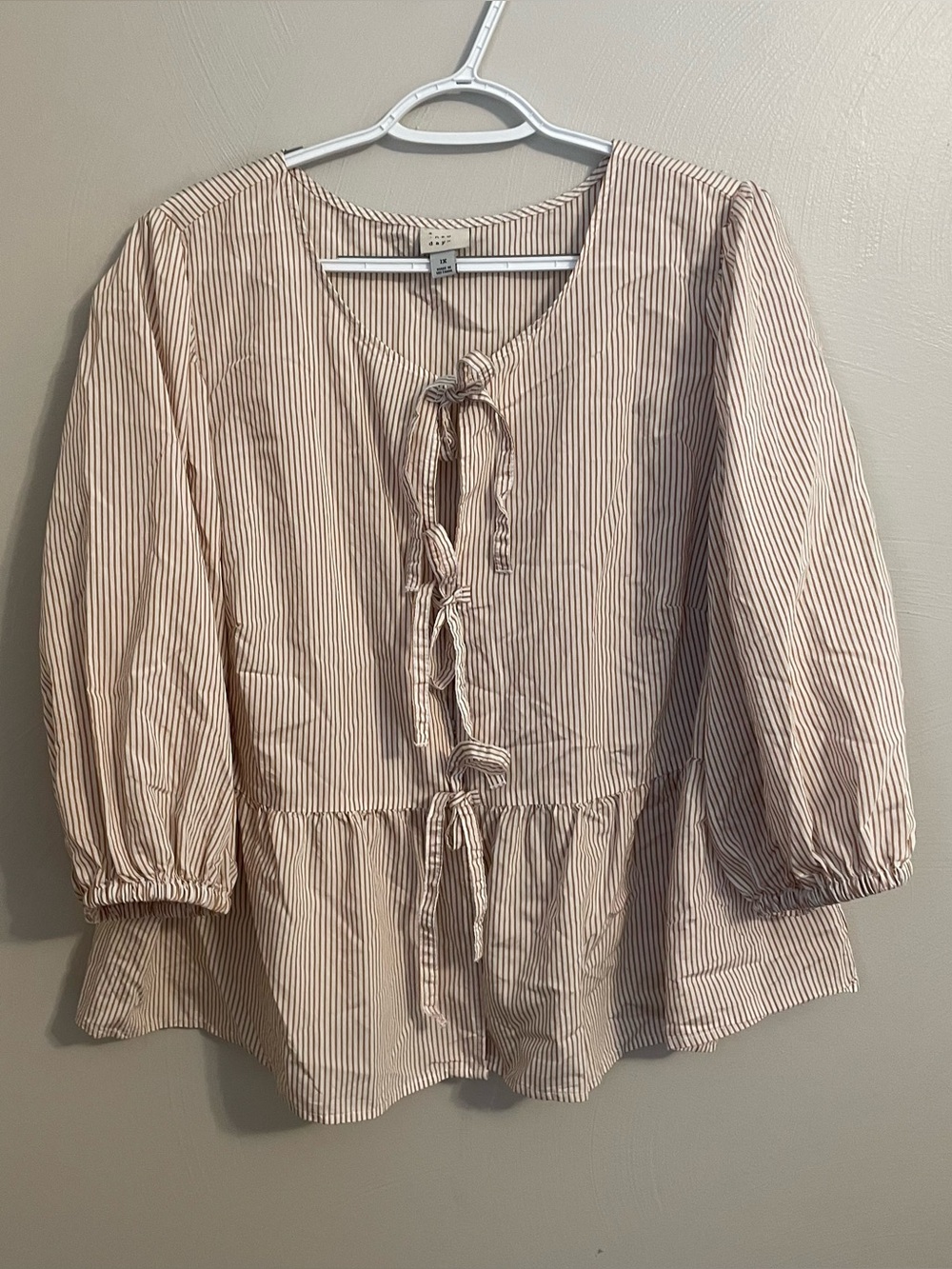 A New Day Striped Tie Front Blouse size XL